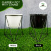 Garden Pot with Stand White and Black